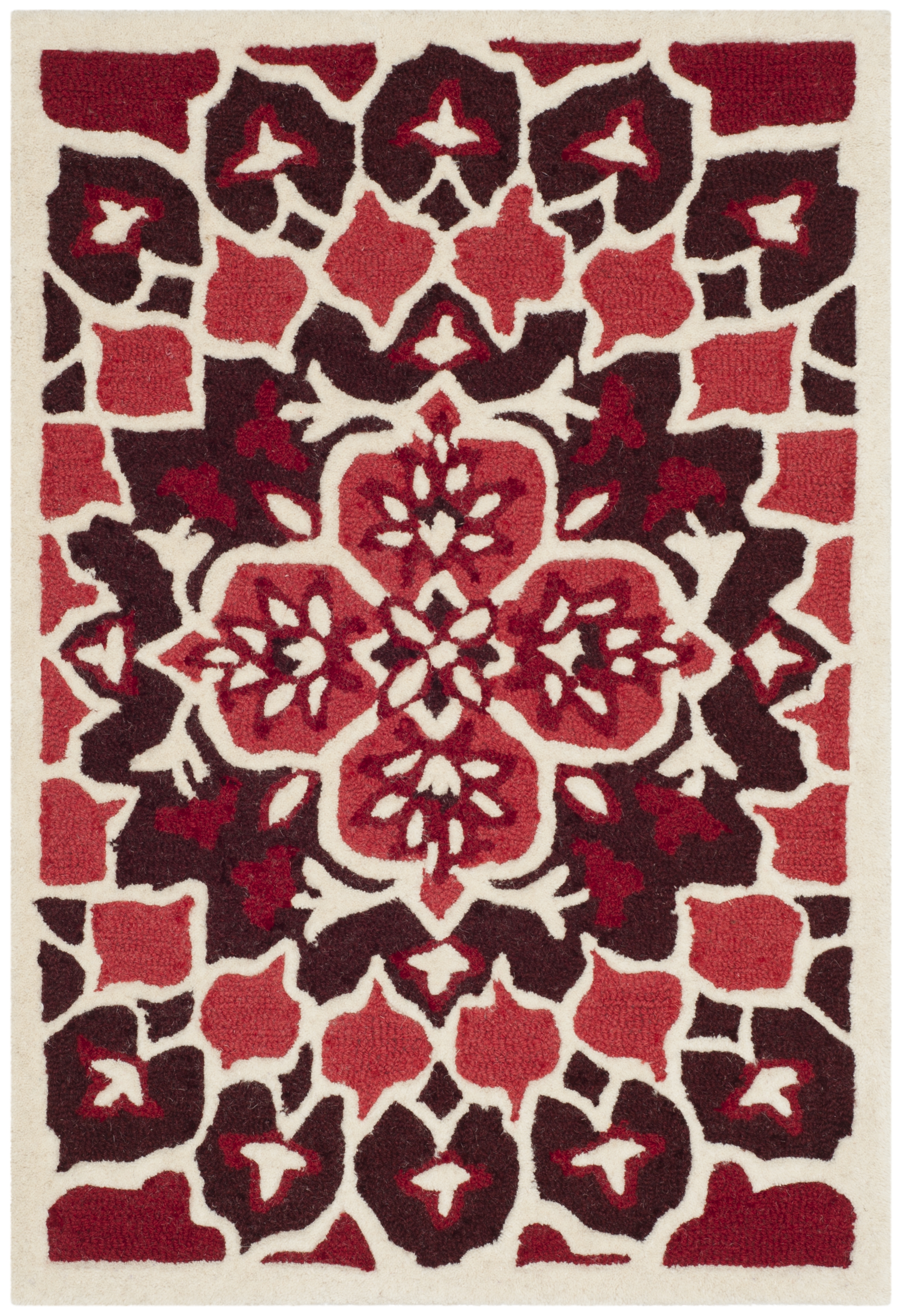 Arlo Home Hand Tufted Area Rug, BLG610K, Red/Ivory,  2' X 3' - Image 0