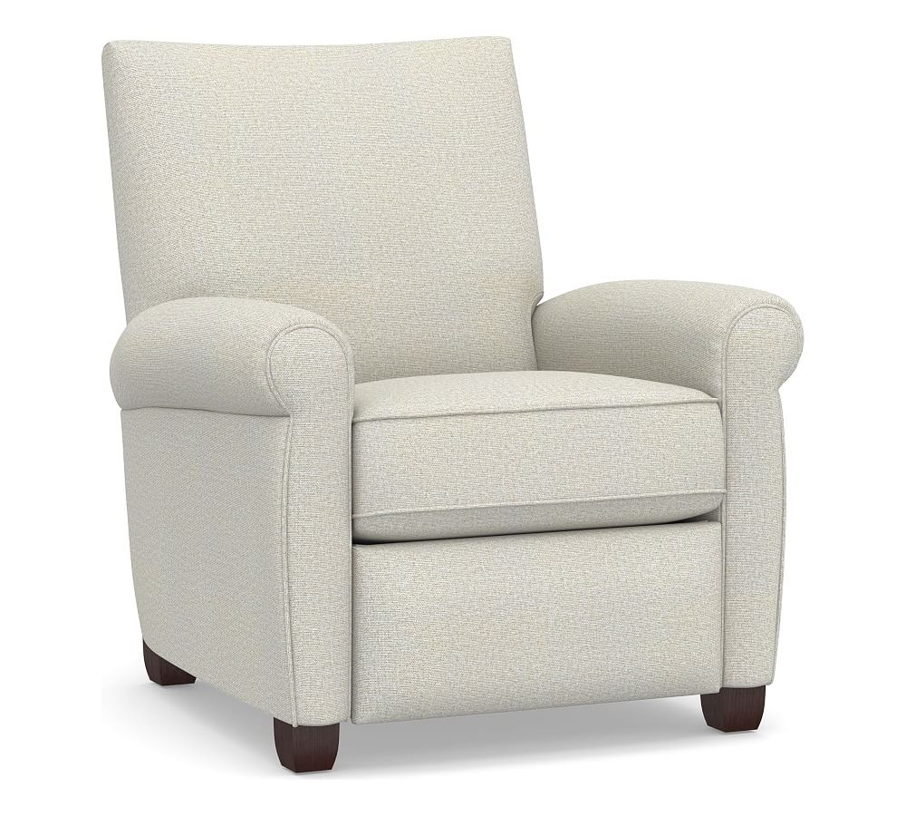 Grayson Roll Arm Upholstered Recliner, Polyester Wrapped Cushions, Performance Heathered Basketweave Dove - Image 0