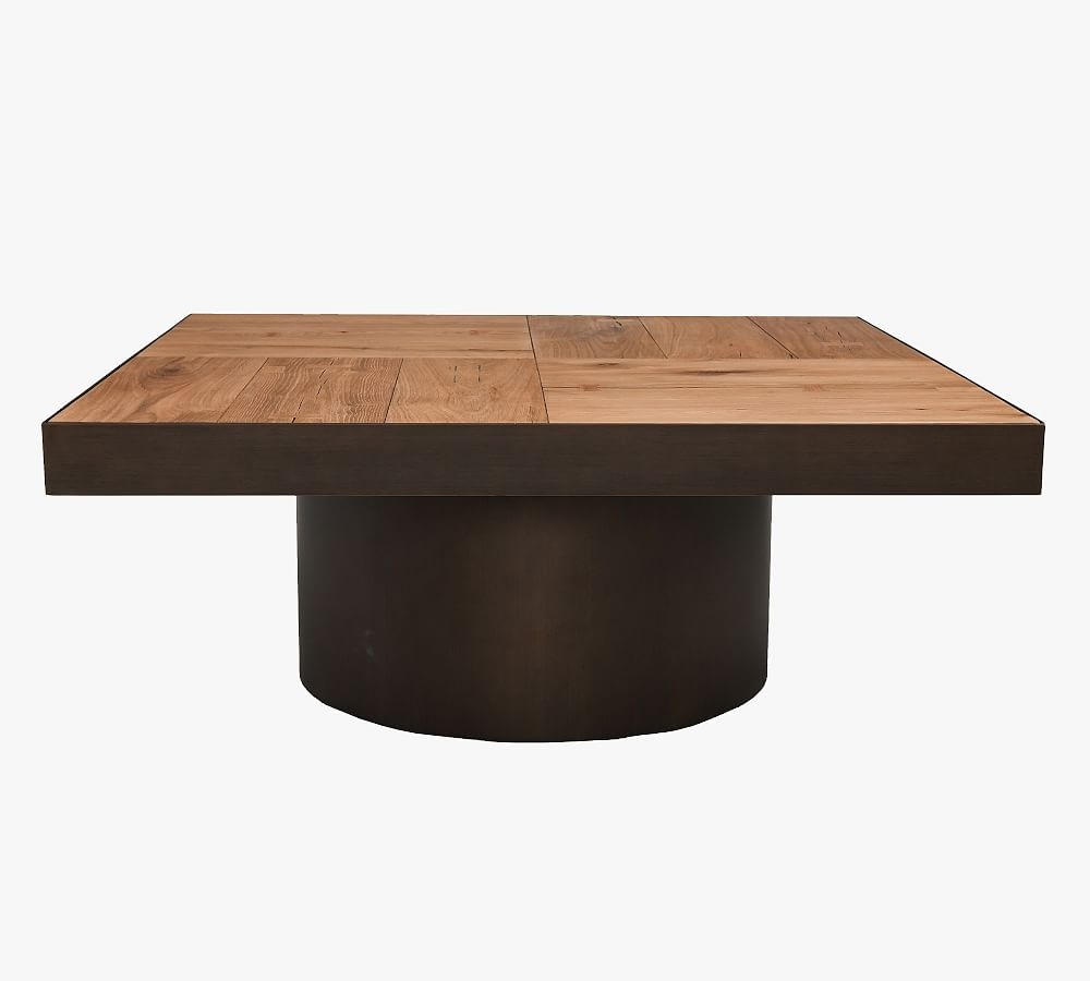Jarod 40" Reclaimed Wood Square Coffee Table, White Cracked Oak - Image 0