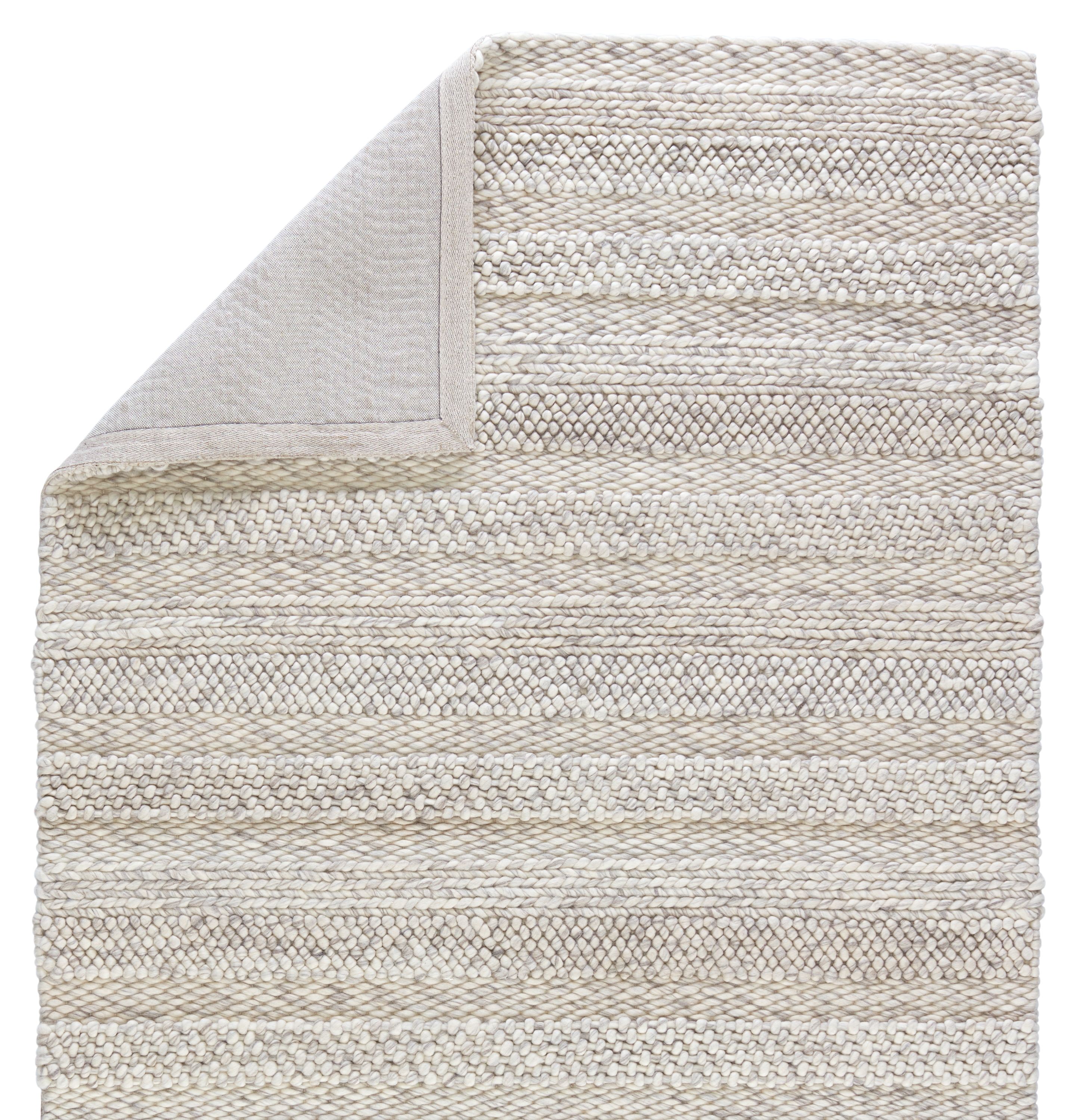 Lagom Handmade Solid Ivory/ Light Gray Area Rug (8'X10') - Image 2