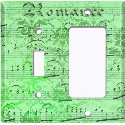Metal Crosshatch Light Switch Plate Outlet Cover (Music Note Wallpaper Red  - (L) Single Toggle / (R) Single Rocker) - Image 0