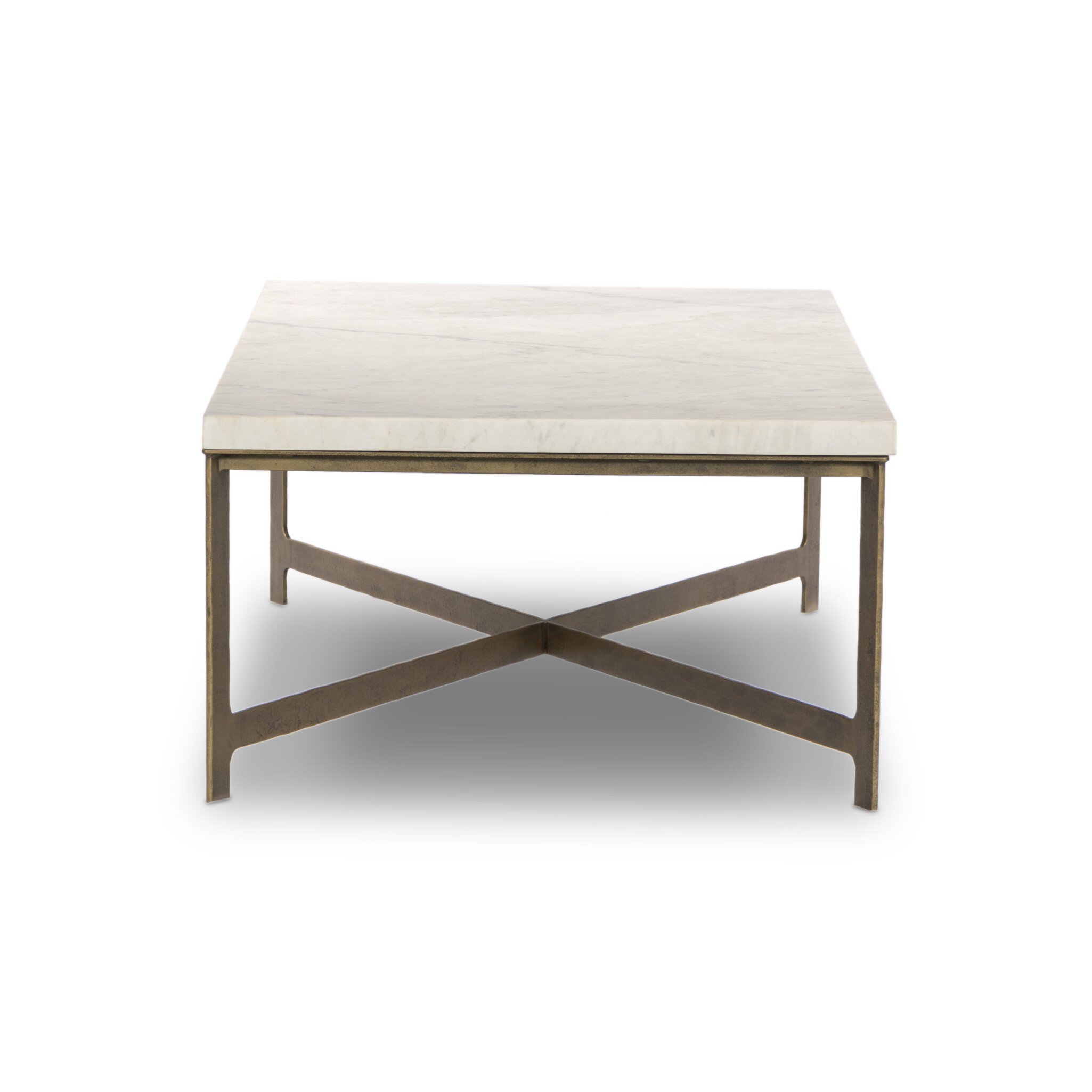 Hammered Iron Coffee Table - White Marble - Image 2