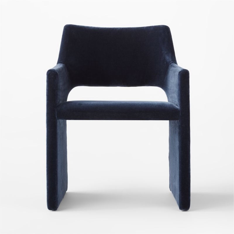 Foley Faux Mohair Navy Dining Armchair Set of 4 - Image 5