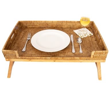 Tava Rattan Serving Tray with Stand - Honey - Image 2