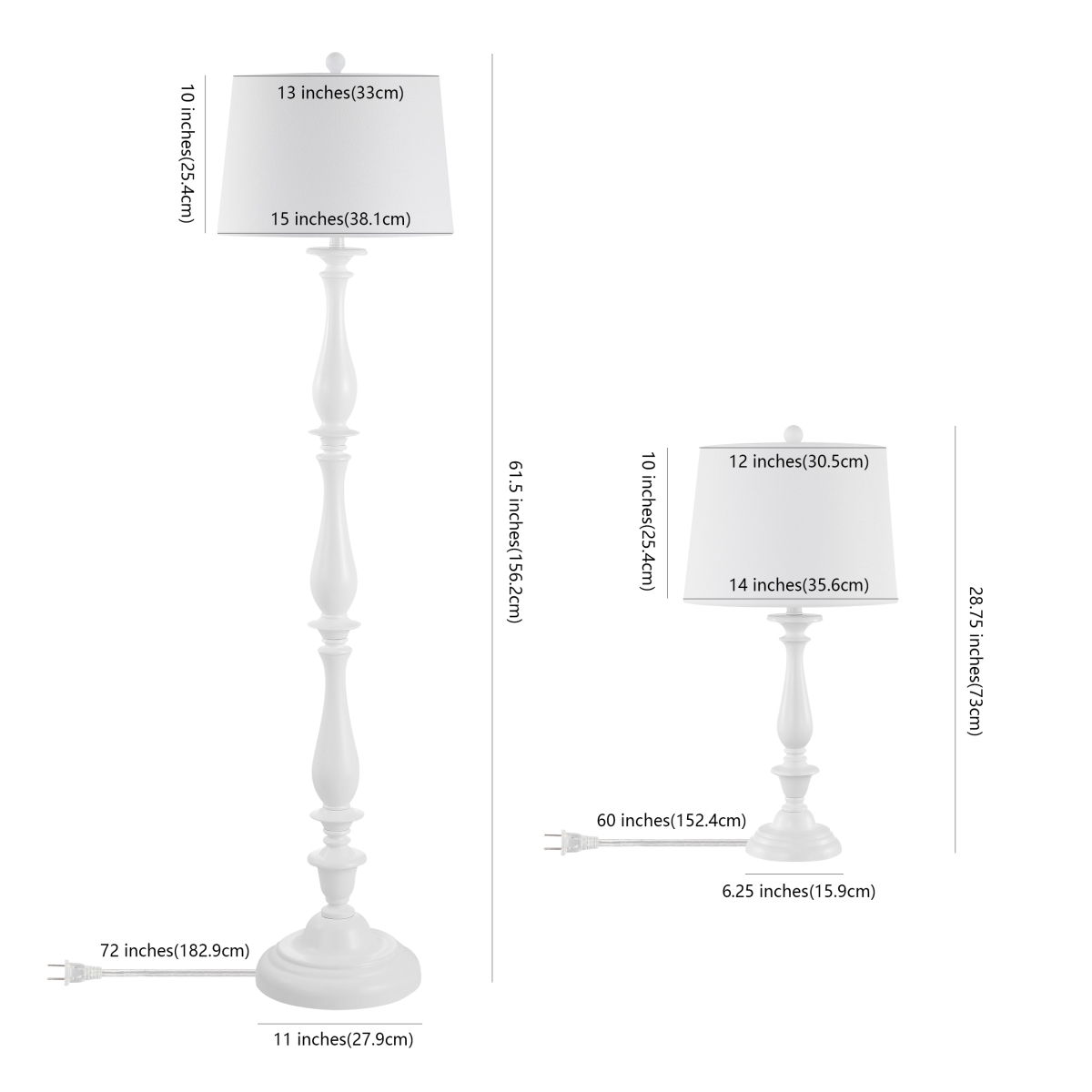 Bessie Floor And Table Lamp - White - Safavieh - Image 0