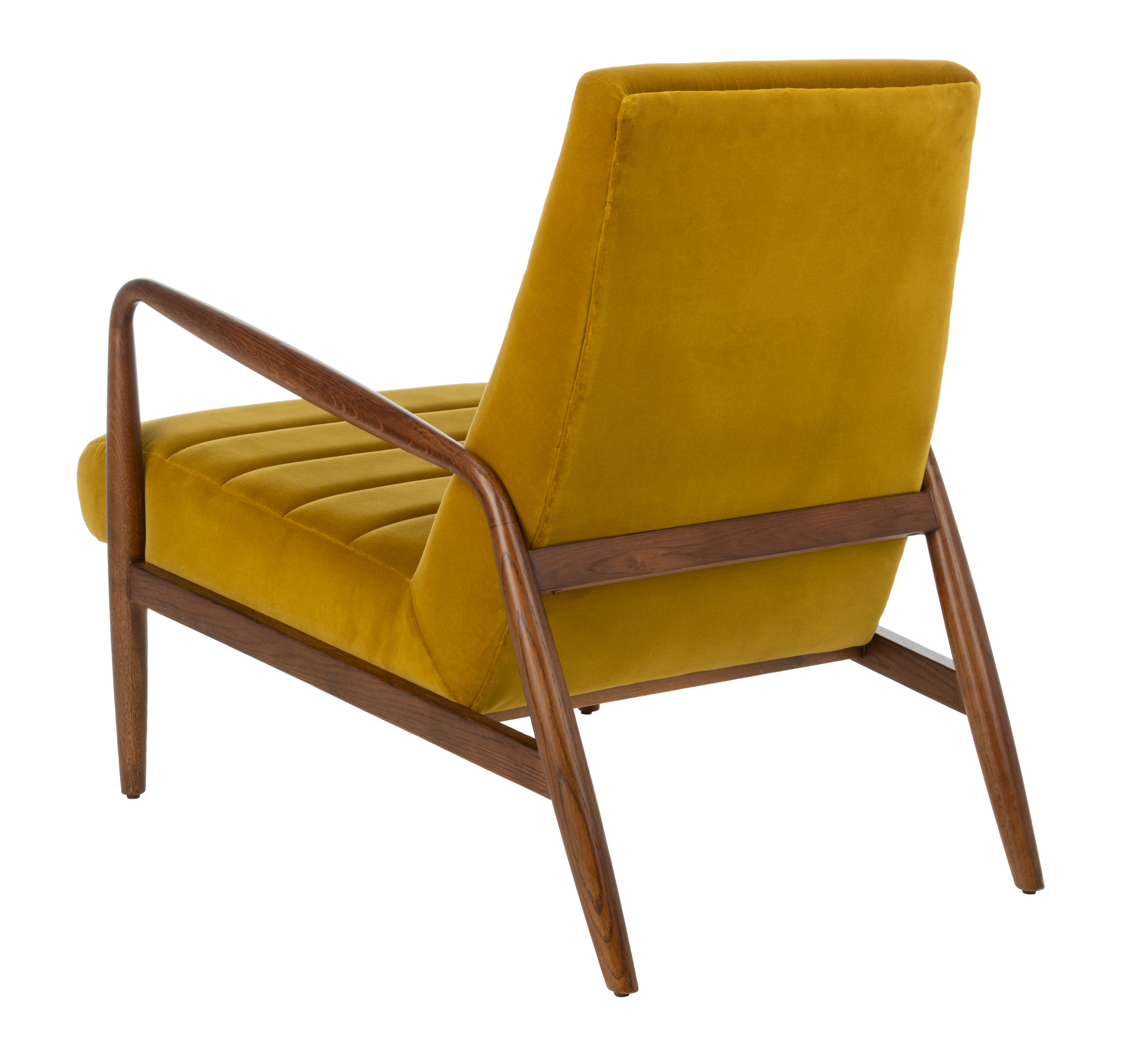 Willow Channel Tufted Arm Chair - Gold/Dark Walnut - Safavieh - Image 2