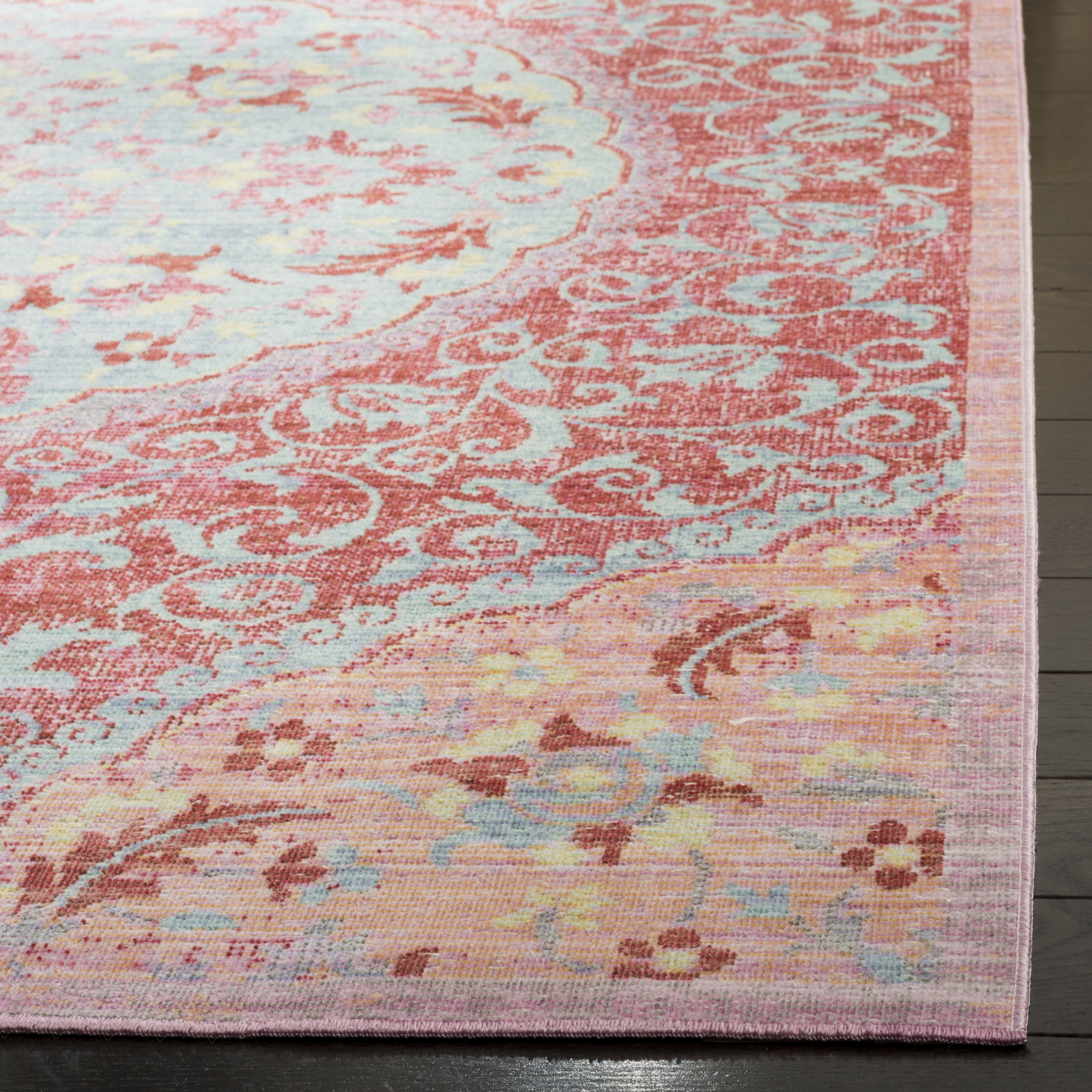 Arlo Home Woven Area Rug, WDS335A, Rose/Seafoam,  3' X 10' - Image 2