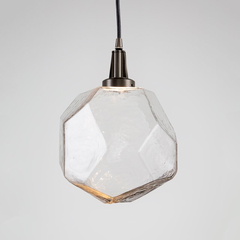 Hammerton Studio Gem 1 - Light Single Geometric LED Pendant Finish: Metallic Beige Silver, Shade Color: Smoke - Image 0