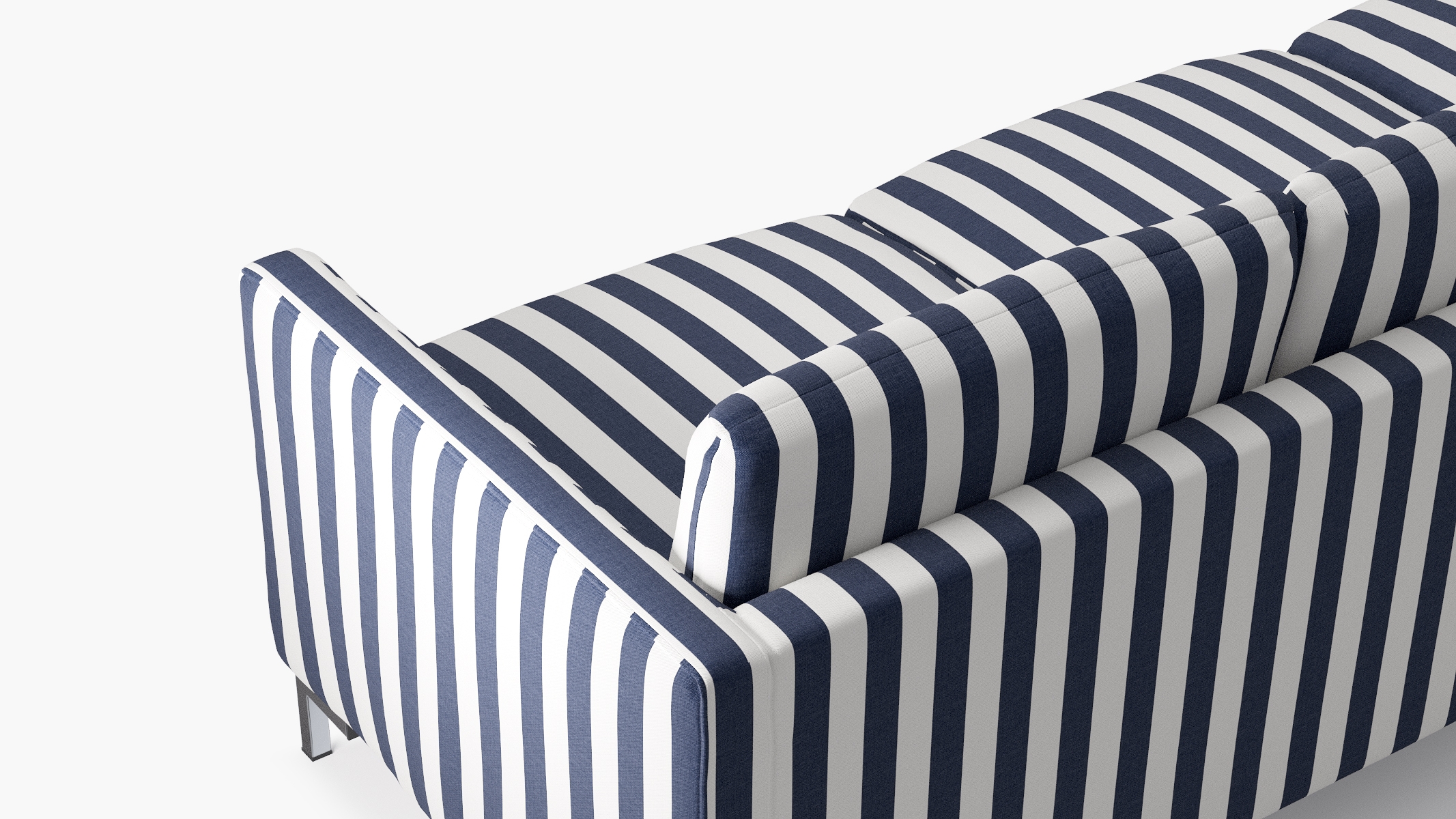 Modern Sofa, Navy Cabana Stripe, Chrome - Image 4