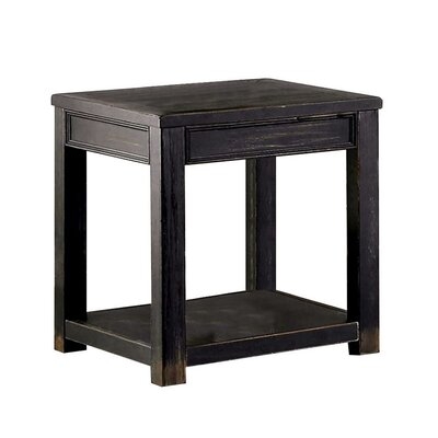 24 Inches Wooden End Table With Open Shelf, Antique Black - Image 0