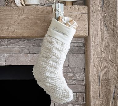 Honeycomb Faux Fur Stocking, Medium, Grey - Image 3