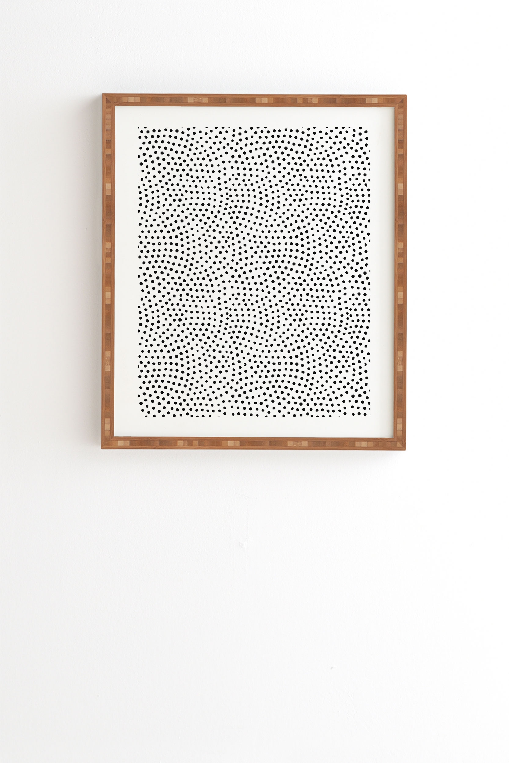 Black Polka Dots by Emanuela Carratoni - Framed Wall Art Bamboo 14" x 16.5" - Image 0