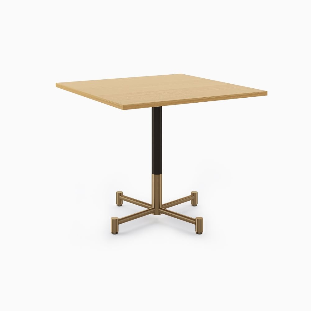 Restaurant Table, Top 36" Square, Sand Oak, Dining Height 4 Branch Base, Bronze/Brass - Image 0
