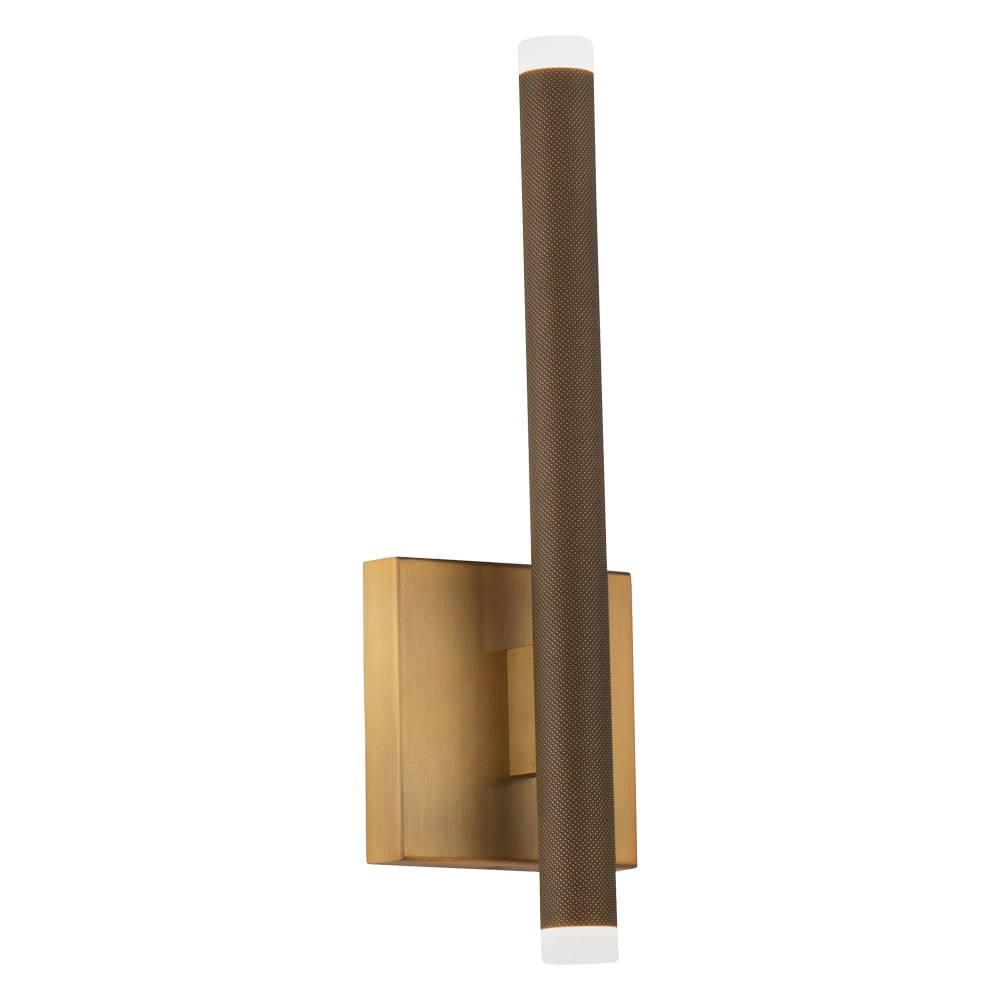 Tubular Metal LED Sconce 15", Aged Brass - Image 0