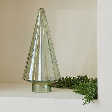 Glass Fluted Decorative Trees, Green Luster, Small - Image 1