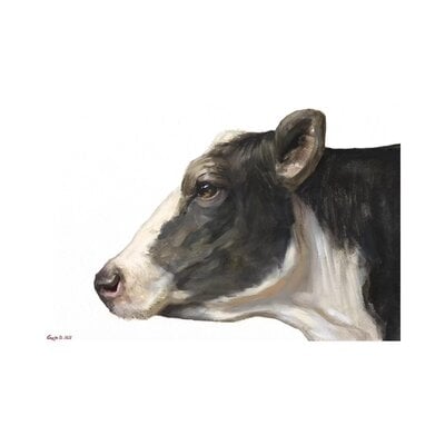 Cow White Background by George Dyachenko - Wrapped Canvas Painting Print - Image 0
