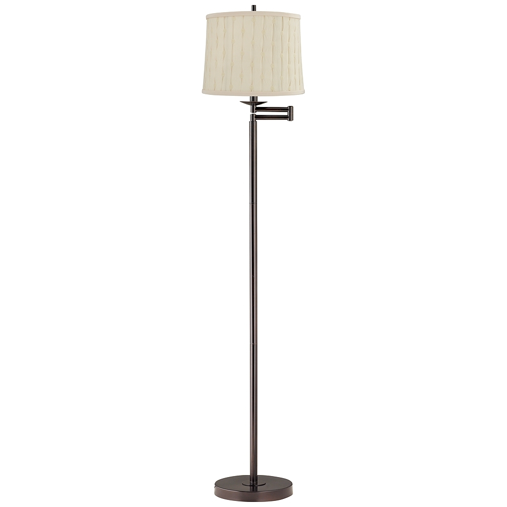 Gabrielle 60 1/2"H Bronze Swing Arm Floor Lamp w/ Clermont Beige Shade - Image 0