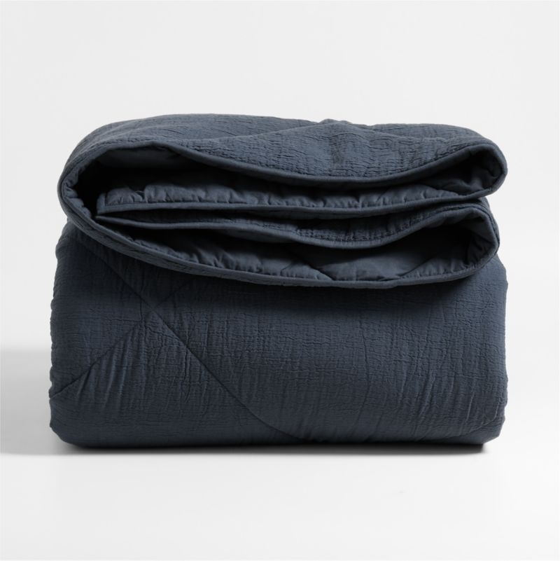 Cotton Crinkle Matelasse Midnight Navy Blue King Comforter - Image 3