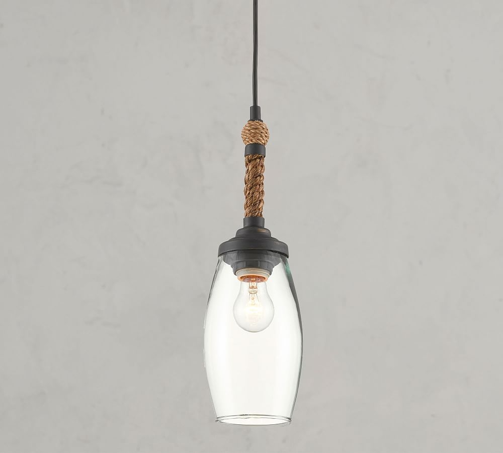 Etty Recycled Glass & Rope Pendant, French Black - Image 0
