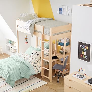 Nash Loft Bed with Desk, Twin, Natural, WE Kids - Image 1