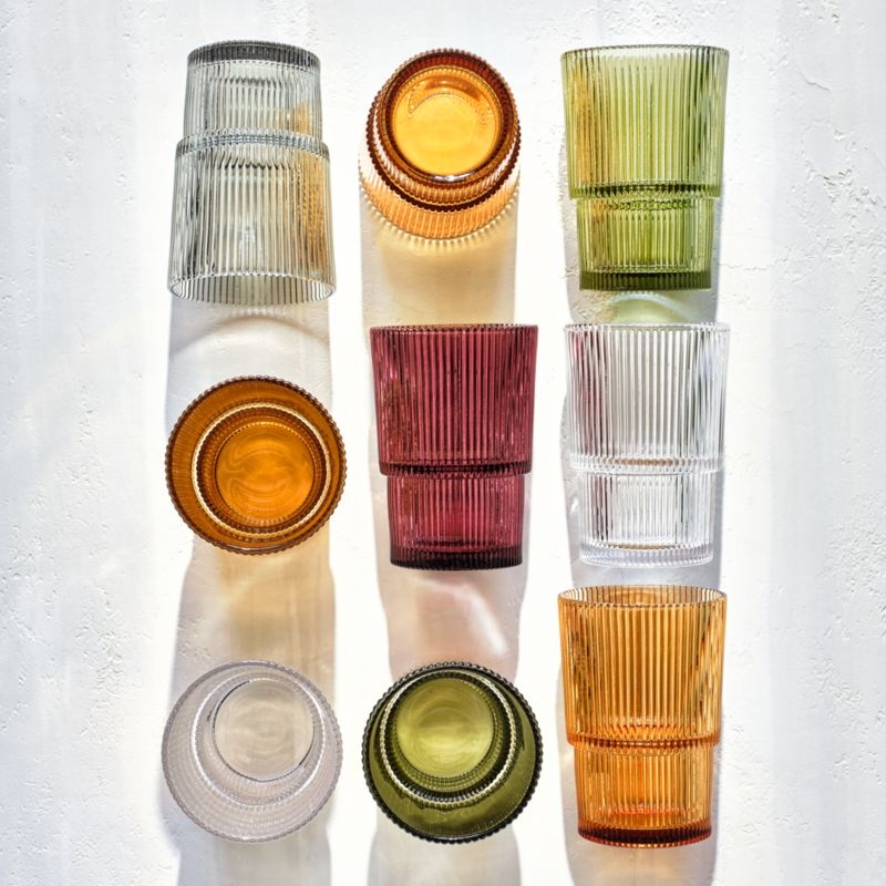 Atwell 16-oz. Taupe Stackable Ribbed Highball Glass - Image 1