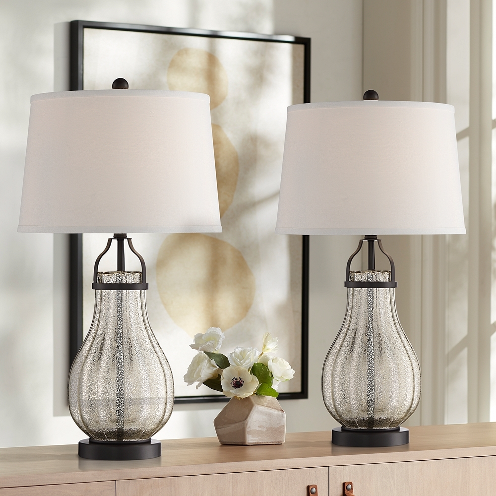 Franklin Iron Works Arian Bronze and Mercury Glass Table Lamps Set of 2 - Image 0
