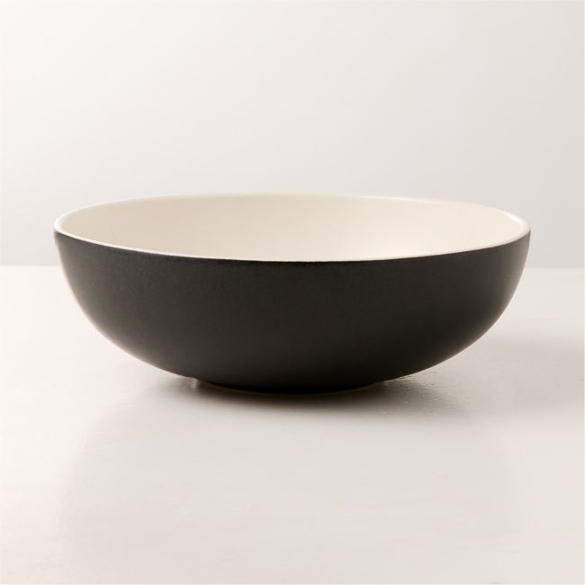 Barchan Black and Warm White Stoneware Pasta Bowl by Kravitz Design - Image 0