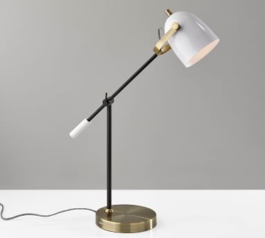 Kenneth Metal Task Table Lamp, Antique Brass - Image 1