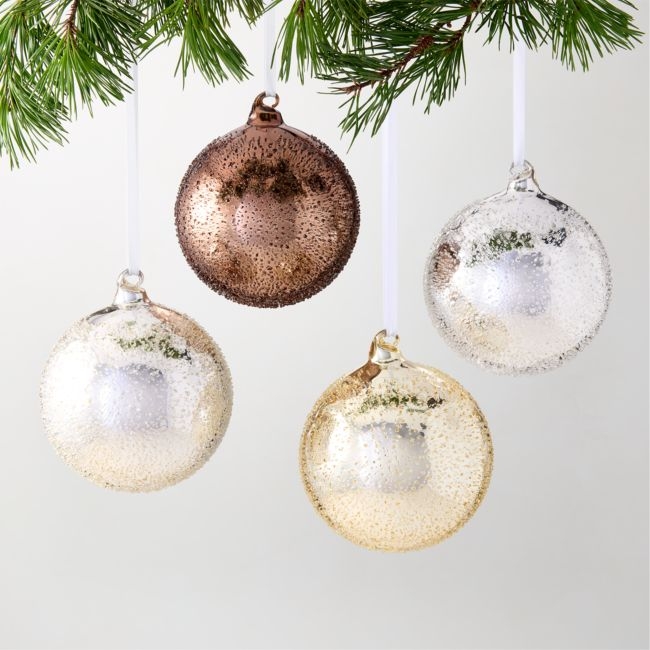 Textured Metallic Glass Christmas Tree Ornaments 5" Set of 4 - Image 0