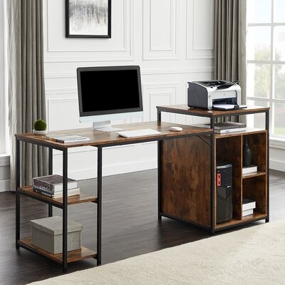 Home Office Computer Desk With Storage Shelf And CPU Storage Space(Brown) - Image 0