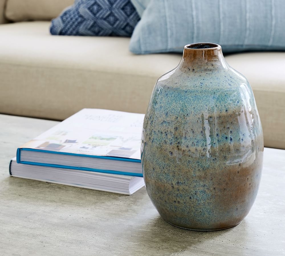 Reactive Glaze Vase, Medium, Ombre Blue - Image 1