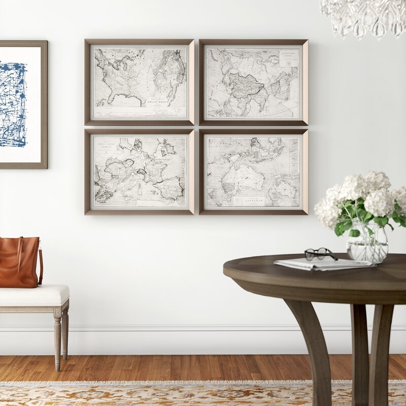 World Maps' by Grace Feyock Picture Frame Graphic Art Print Set on Wood, Set of 4 - Image 1