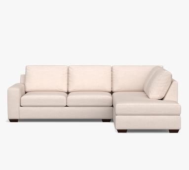 Big Sur Square Arm Upholstered Left Grand Sofa Return Bumper Sectional with Bench Cushion, Down Blend Wrapped Cushions, Performance Brushed Basketweave Sand - Image 1