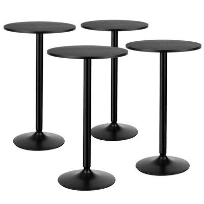 Latitude Run® 4 Pcs Round Pub Table 24'' Bistro Bar Cocktail Table W/metal Base Black - Image 0