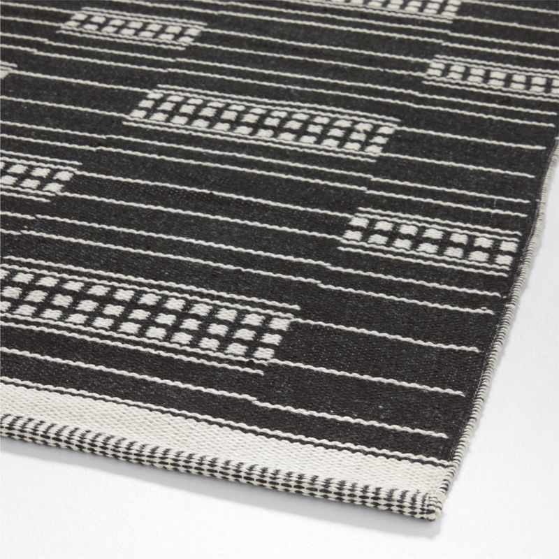 Graphic Stripe Black Handwoven Flatweave Kids Performance Area Rug 6'x9' - Image 1
