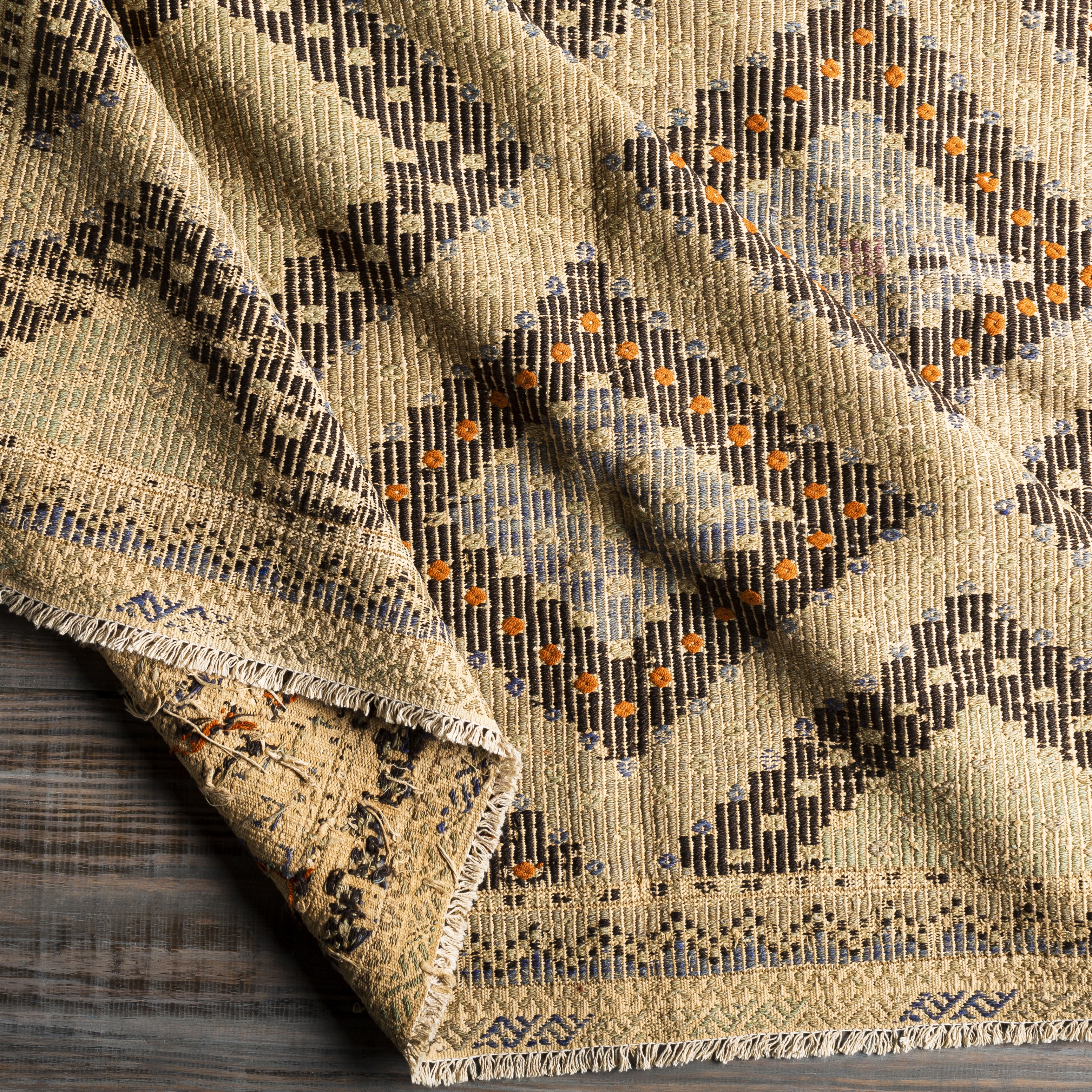 Antique One of a Kind Brown Indoor 6'9" x 10'5" Handmade Rug - Image 2