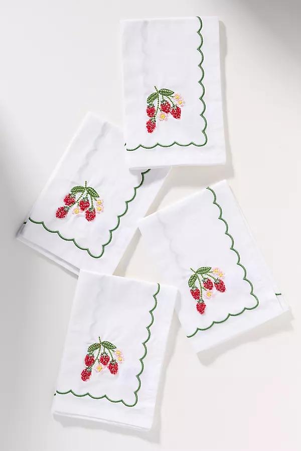 Berry Embroidered Cotton Napkins, Set of 4 - Image 0