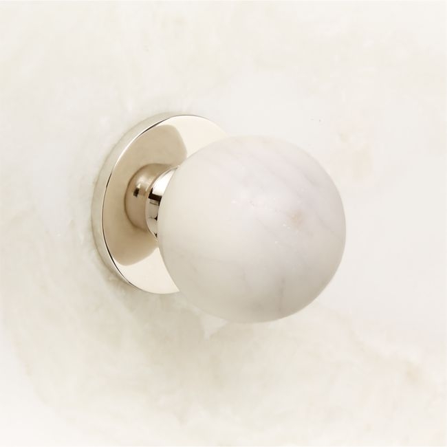 Avery Polished Nickel and Carrara Marble Cabinet Knob 1.25'' - Image 0
