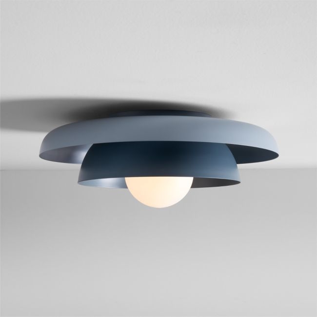 Nello Mist Blue and Slate Blue Metal Saucer 18" Kids Flush Mount Ceiling Light - Image 0