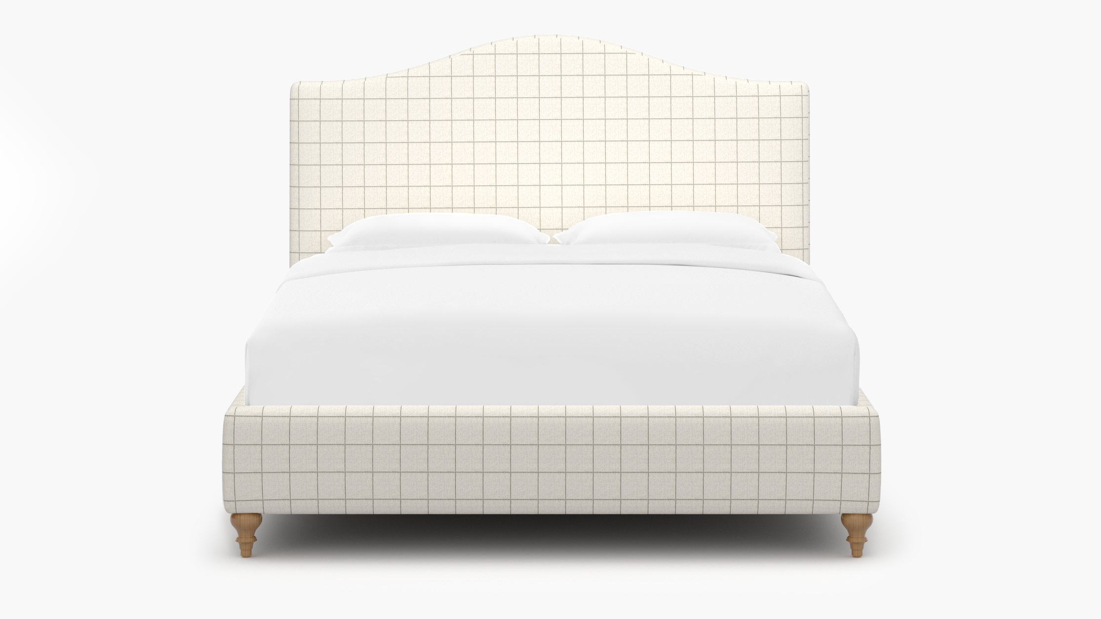 Camelback Bed, Coal Windowpane, Natural Traditional Turned Leg, Twin - Image 0