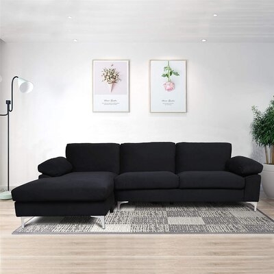 Ivy Bronx Black Polyester Sectional Sofa Left Facing Chaise - Image 0