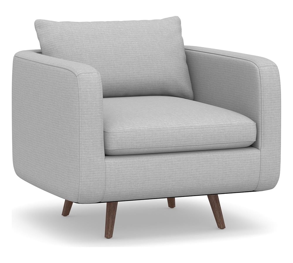 Harley Upholstered Armchair, Down Blend Wrapped Cushions, Brushed Crossweave Light Gray - Image 0