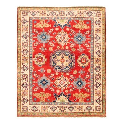 One-of-a-Kind Hypoluxo Hand-Knotted 2010s Gazni Red/Gold 5' x 6' Wool Area Rug - Image 0
