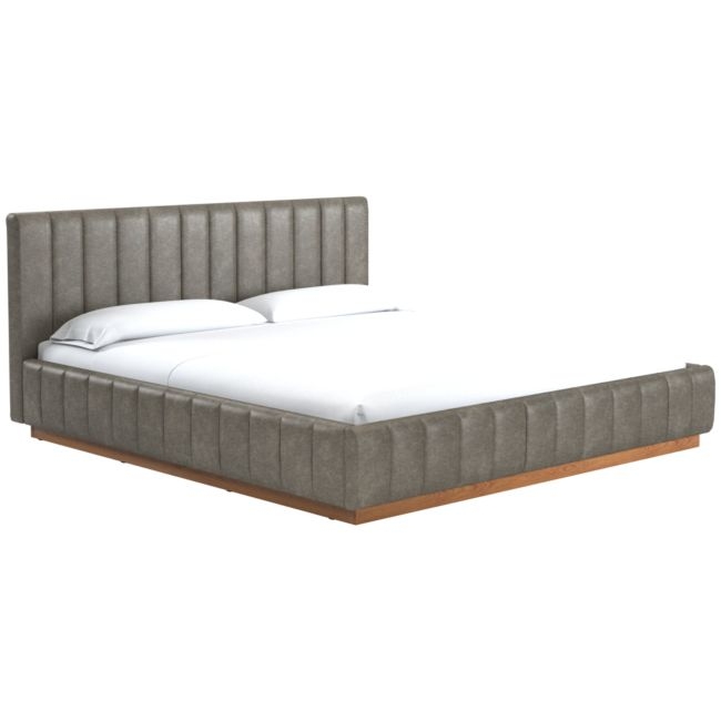 Forte Bello Grey Leather King Natural Bed - Image 0