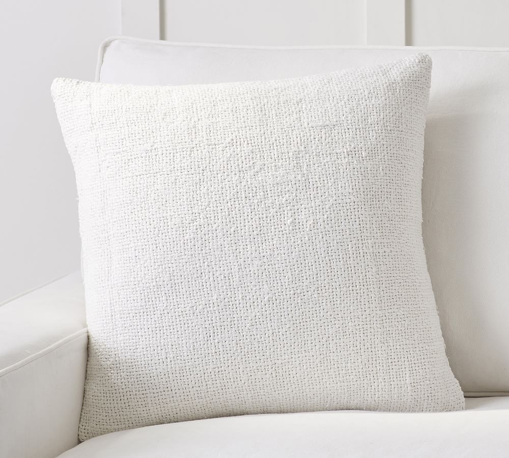 Faye Linen Textured Pillow Cover, 20 x 20", White - Image 0