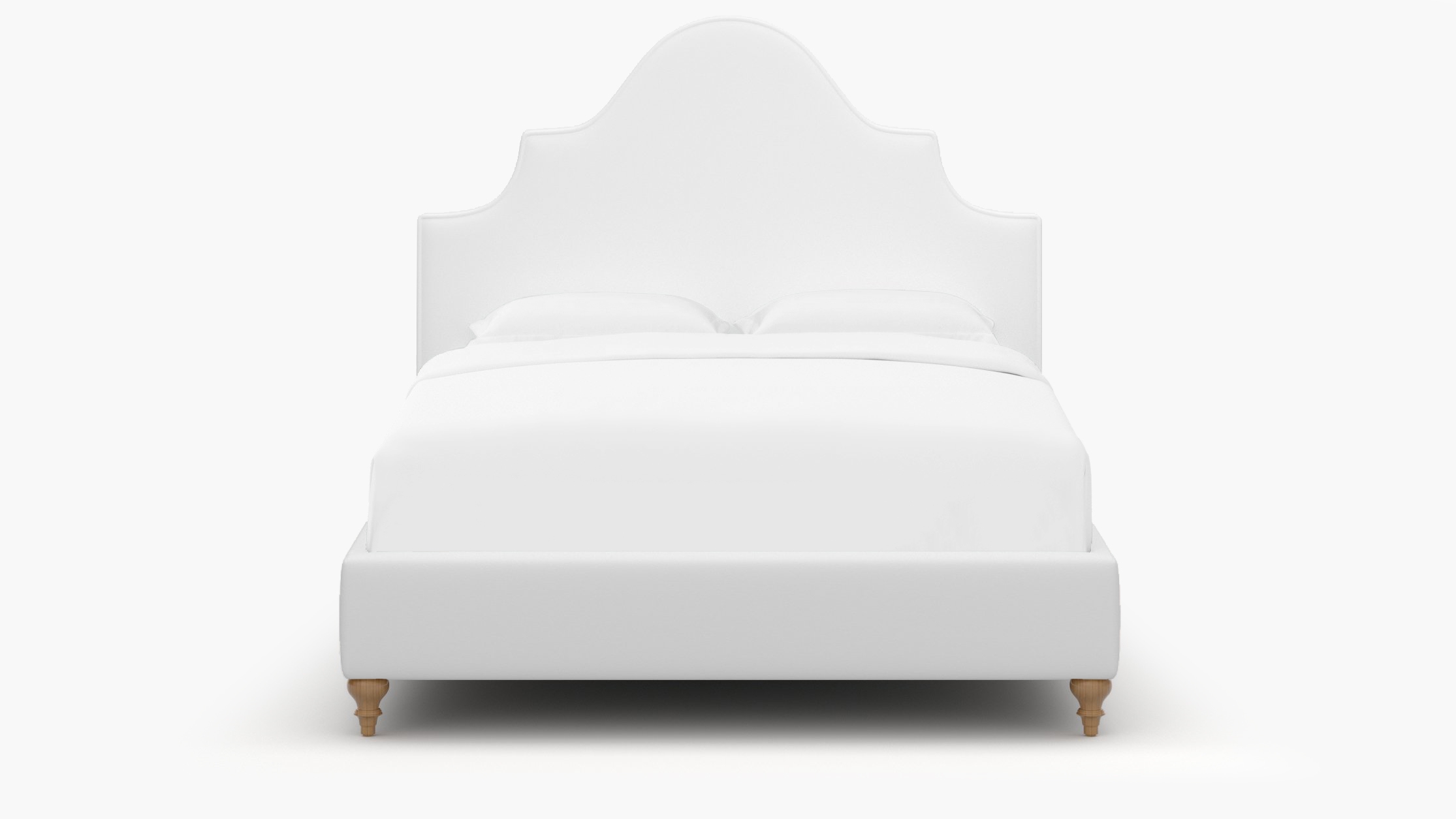 Statement Bed, White Twill, Natural Traditional Turned Leg, King - Image 0