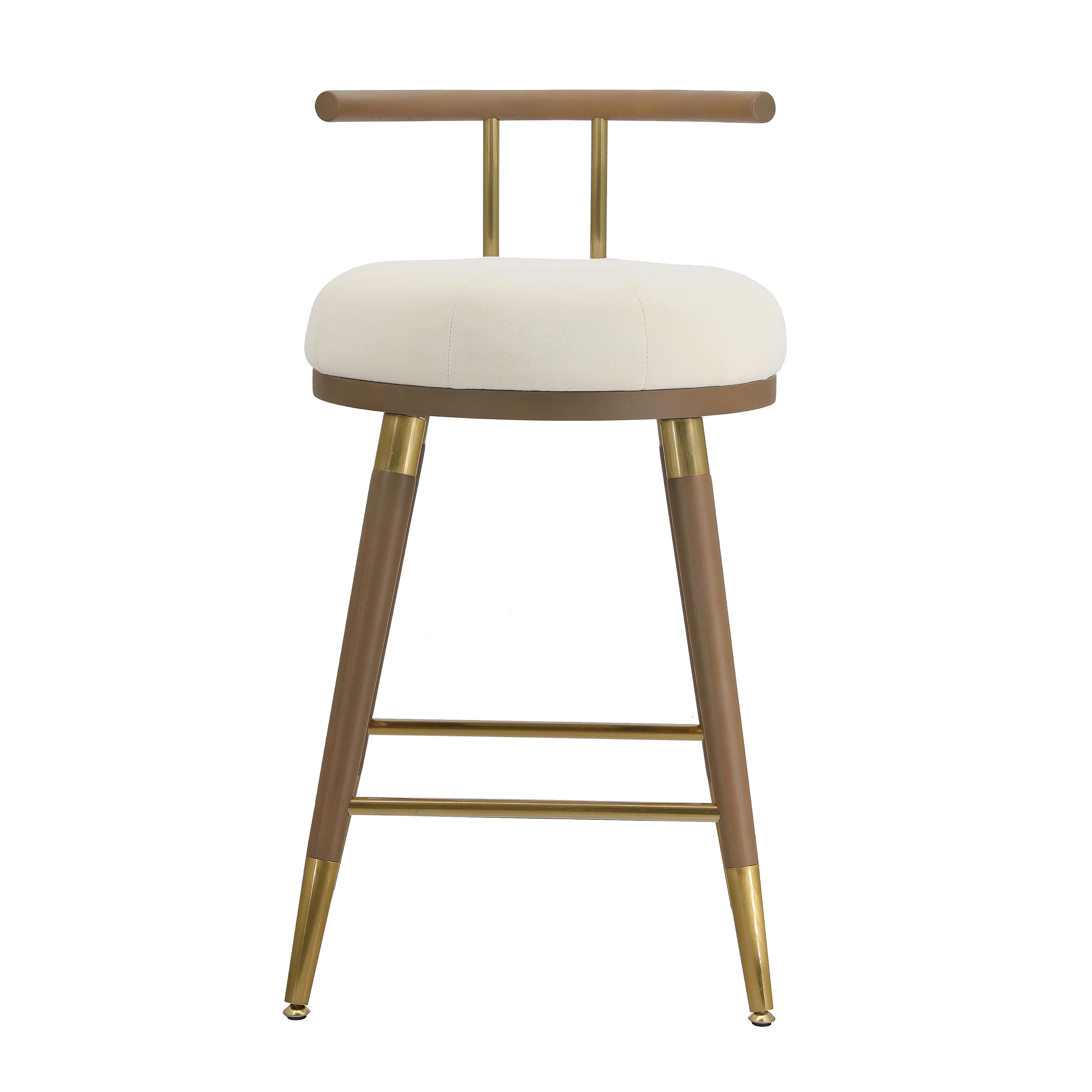 Juniper Cream Velvet Barstool - Image 1