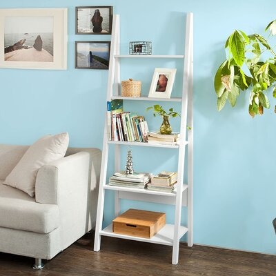Ladder Shelf Bookcase With Five Shelves White BHT Approx .: 64X180x39cm - Image 0