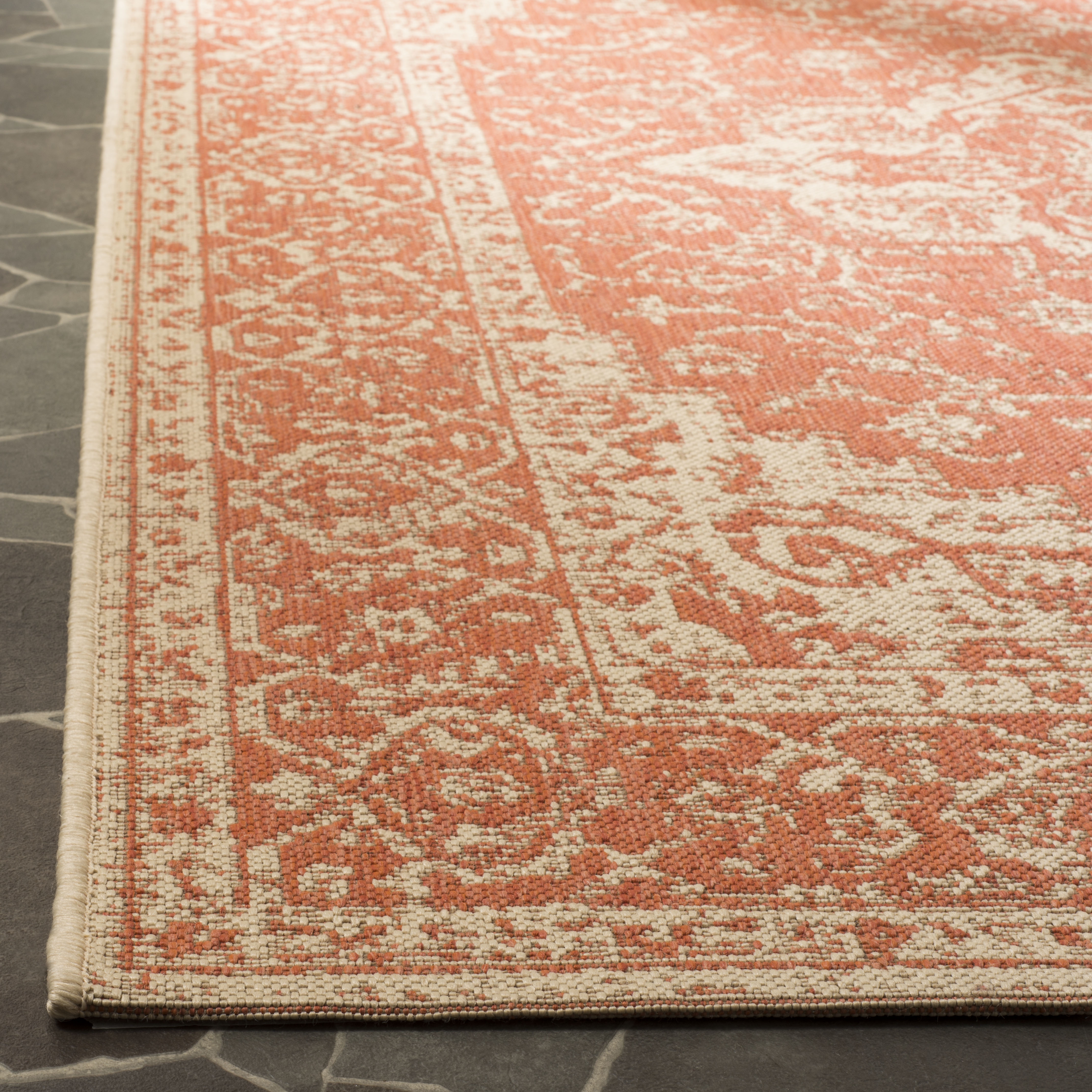 Arlo Home Indoor/Outdoor Woven Area Rug, LND137P, Rust/Cream,  5' 1" X 7' 6" - Image 2