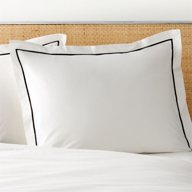 Marisal Organic Cotton Percale 400 Thread Count White and Black Standard Pillow Shams Set of 2 - Image 0